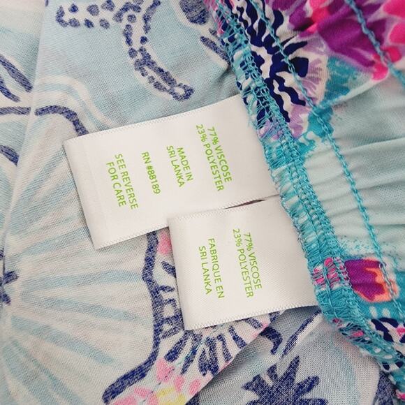 Lilly Pulitzer 5" Katia Bali Blue Once Upon A Tide Drawstring Shorts - Picture 7 of 11